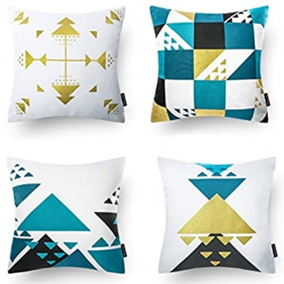 no known brand Accents Set Of 4 0 Cotton Gold Geometric Pillow